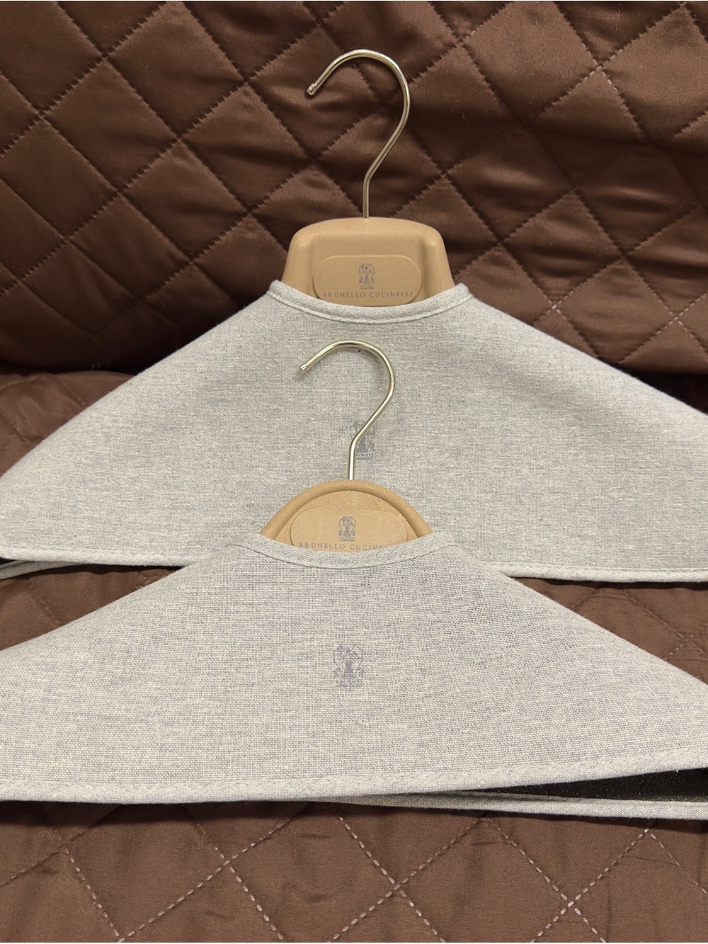 Brunello Cucinelli Light Gray Fabric Hanger Covers - Set of 2